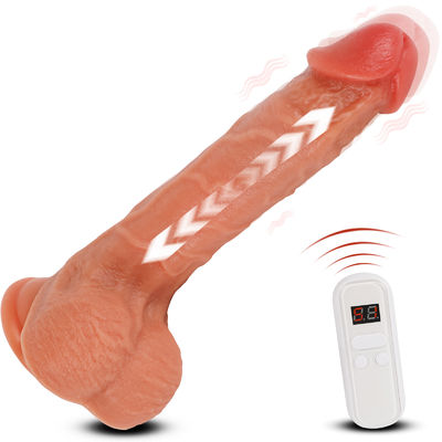 Aangepaste oplaadbare siliconen vibrerende stotende dildo 22 cm Premium 0,398 kg