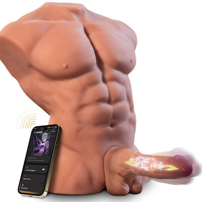 Bon prix Dildo de torse masculin contrôlé par application avec 5 vitesses, 2 modes de poussée et étanchéité IPX7, torse sexuel réaliste en ligne
